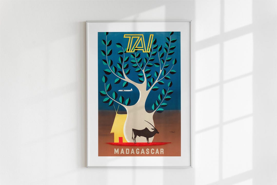 Madagascar Travel Poster Vintage Wall Art TAI Airline Digital Download ...