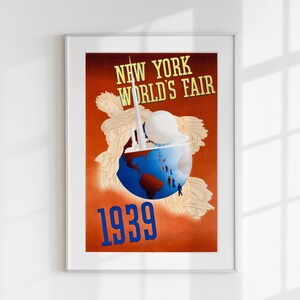 Vintage New York World&#39;s Fair 1939 Poster, Retro Travel Print, Art Deco Wall Art, Digital Download, Printable Art, Mid Century Decor