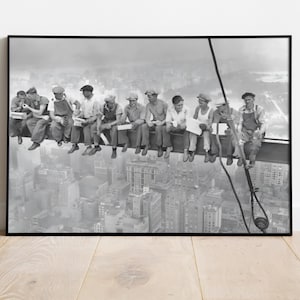 1932 NYC Ironworkers Photo – Classic Lunch Atop a Skyscraper Print - digital art download - historic NYC wall art - vintage home decor