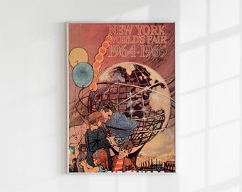 New York World's Fair 1964-1965 Poster | Vintage Printable Wall Art | Retro Air Canada Travel Art | Digital Download | 2:3 Ratio