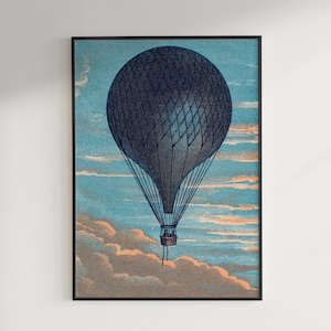 Vintage Heißluftballon druckbare Kunst | Digitaler Download | Remastered Vintage Reisekunst | Ballon Illustration | 5 Verhältnisse