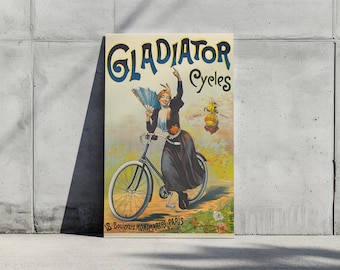 Impresión de póster de ciclos Gladiator vintage - Arte de bicicleta francesa retro - Decoración elegante de ciclismo - Descarga digital - 5 relaciones, tamaños ISO disponibles