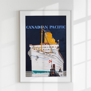 Póster de barco vintage Canadian Pacific / Arte de pared retro Empress of Britain / Descarga digital imprimible / Decoración de viaje náutico en proporción 2:3