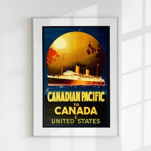 Vintages kanadisches Pazifikschiff Poster | Retro Ozeandampfer Wandkunst | Digitaler Download | Druckbare Reise Dekor | Kanada & USA Kunstdruck