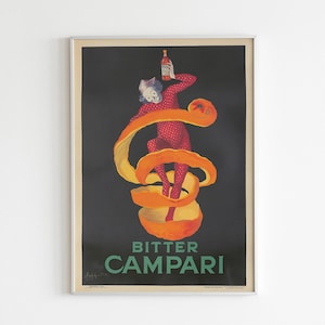 Vintage Campari Plakat Cyfrowa Sztuka Ścienna, Wydrukowany Retro Dekor, Prezent dla Niego, Dekoracja Baru, Domowa Sztuka Ścienna Do Kuchni, Duży Vintage Wydruk