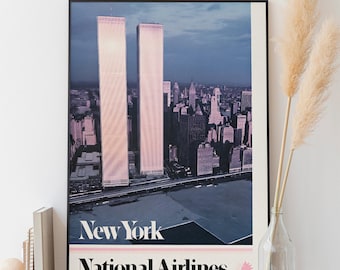 Vintage New York City Wall Art, National Airlines Poster, World