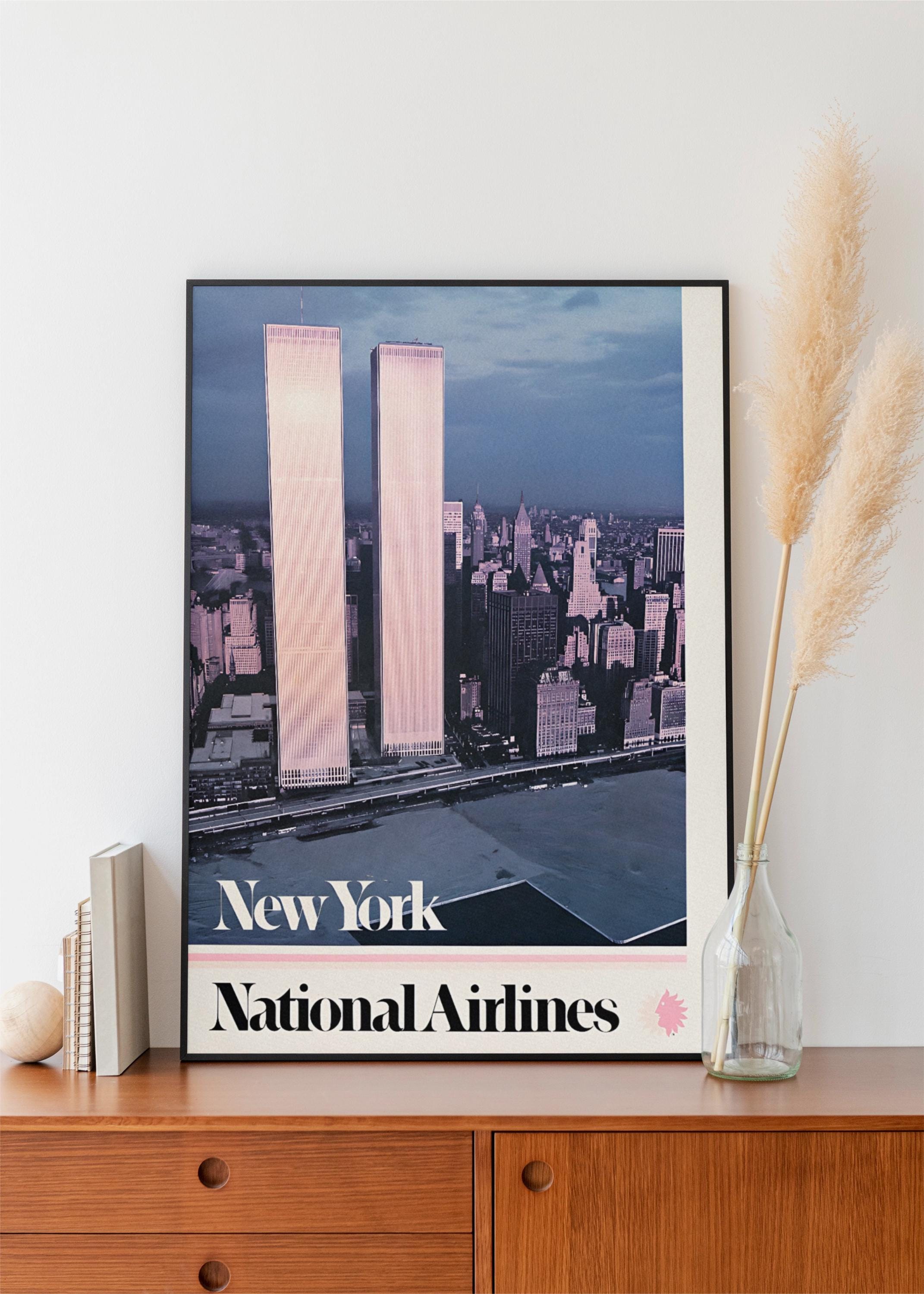 ニューヨークアーティスト ポスター Vintage New York City Wall Art, National Airlines Poster, World