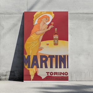 Vintage Martini & Rossi Art Print, Retro Italian Drinks Poster, Wydrukowalny Bar Cart Decor, Klasyczna Reklama Martini, Elegancka Sztuka Ścienna