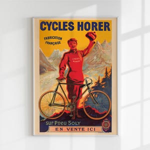 Vintage Cycles Horer Fahrrad Poster Druck - Retro französische Radsportkunst - Restaurierter digitaler Download - 5 Größen, ISO Ratios verfügbar