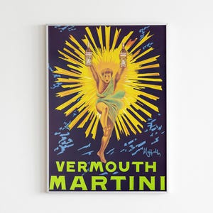 affiche vintage Martini Vermouth, art mural Art déco, publicité rétro pour alcools, décoration de bar imprimable, impression moderne Mid-Century, téléchargement numérique