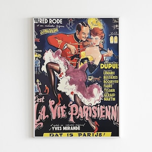 Vintage francuski plakat filmowy „C'est La Vie Parisienne” – druk retro francuskiej sztuki, pobieranie cyfrowe, paryska sztuka ścienna, wystrój w stylu vintage