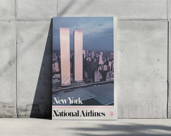 Vintage New York City Wall Art, National Airlines Poster, World