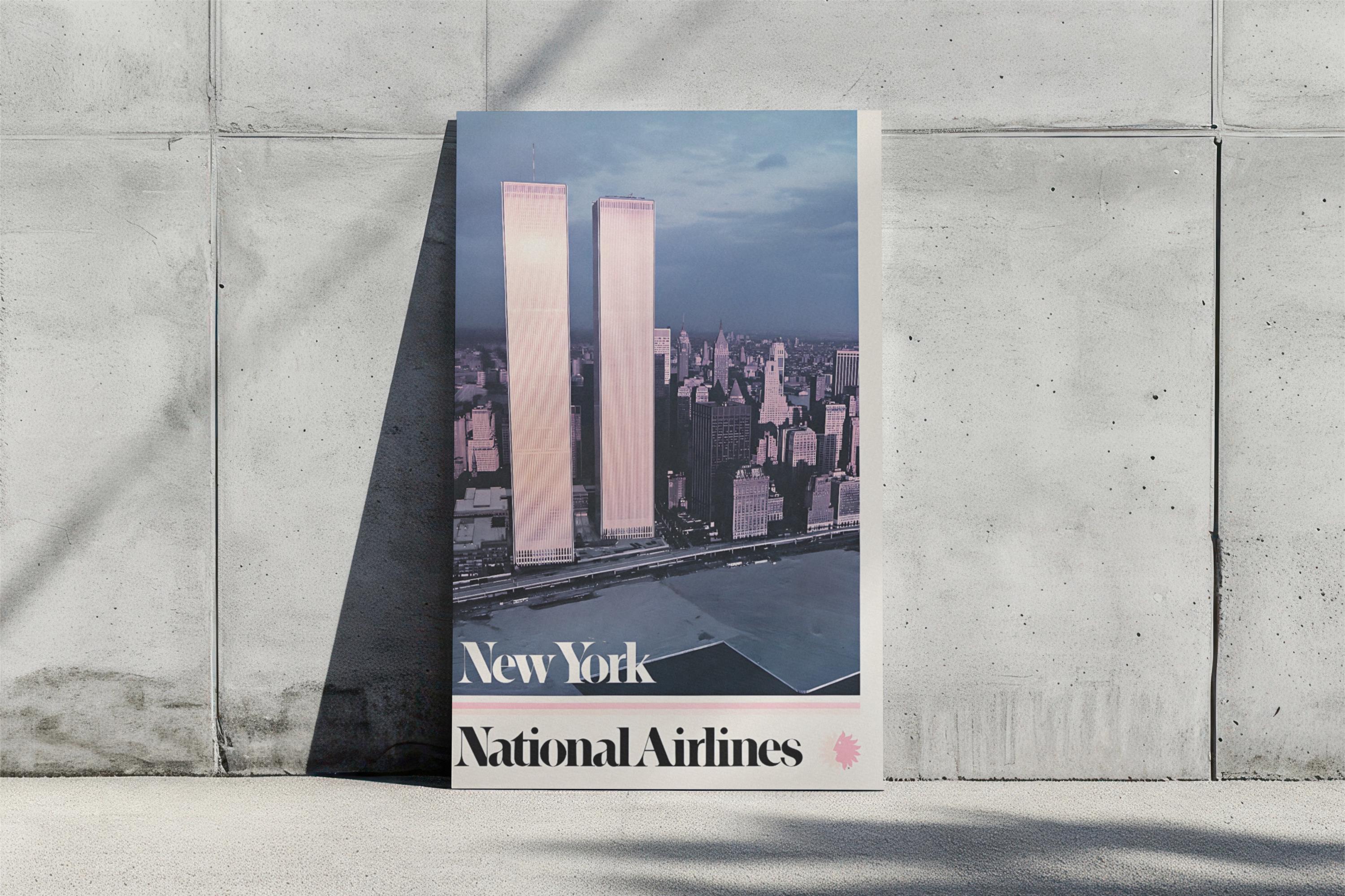 Vintage New York City Wall Art, National Airlines Poster, World