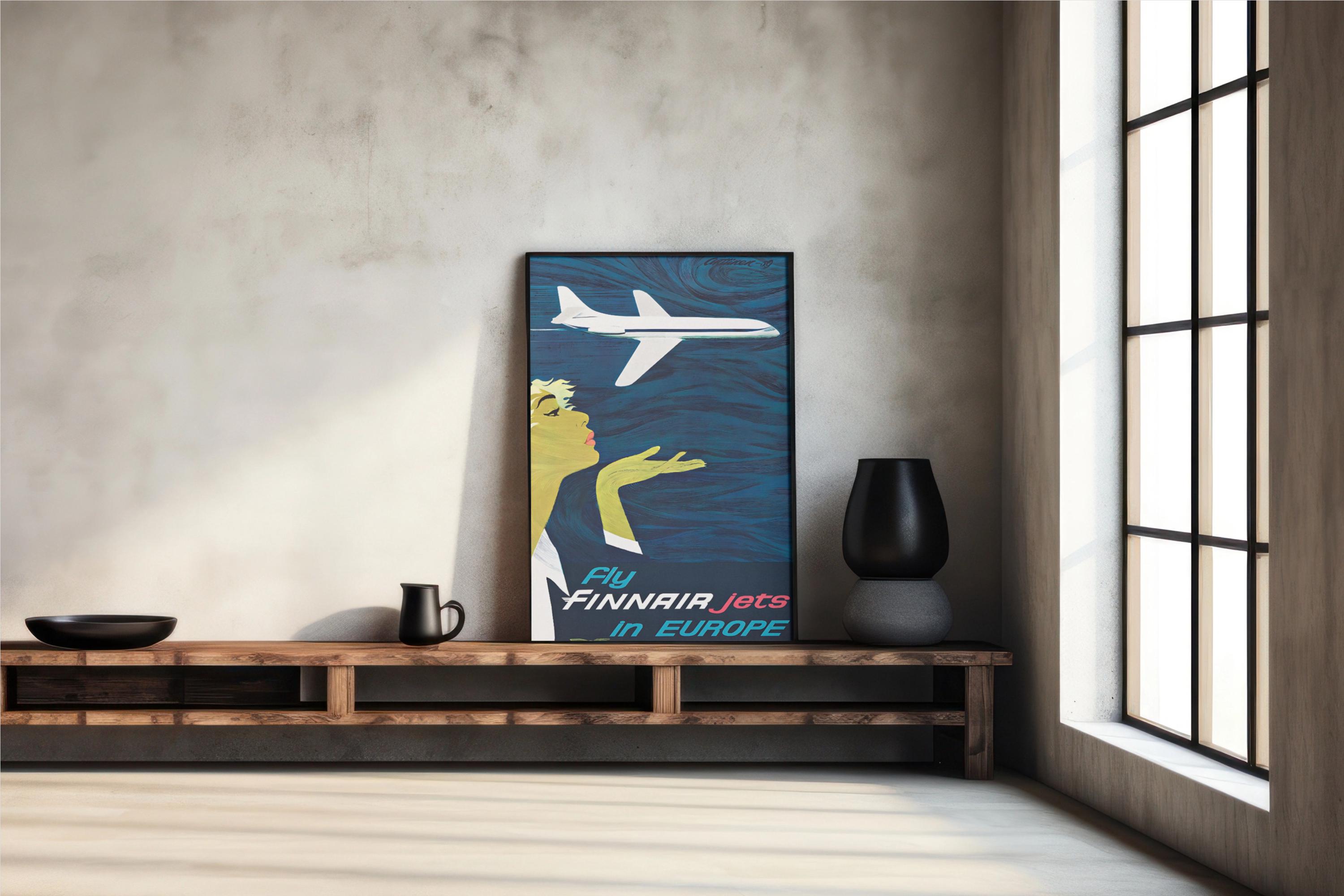 ヴィンテージ フィンエアー ジェット旅行ポスター ウォールアート