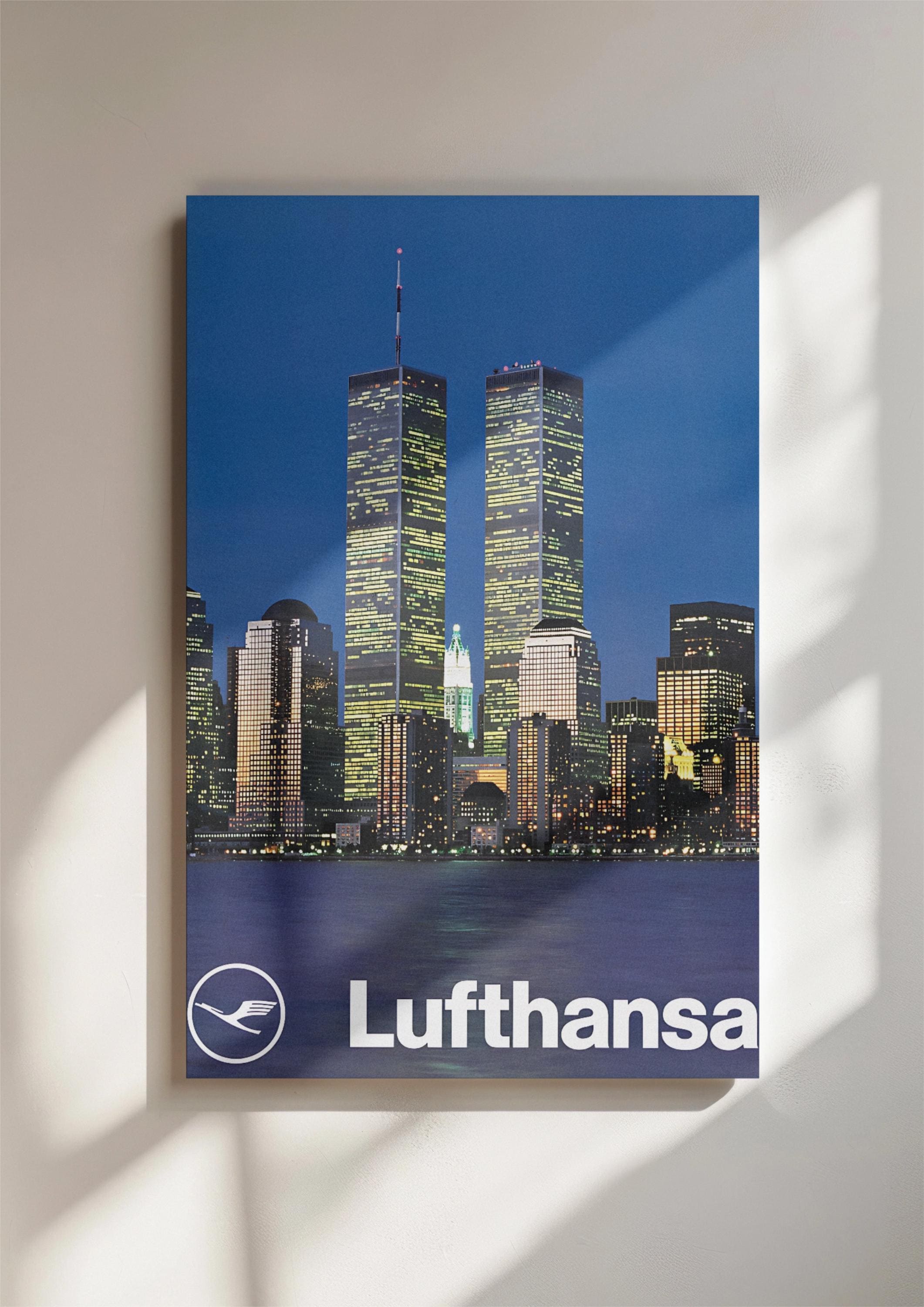 Vintage Lufthansa World Trade Center NYC Poster, Printable