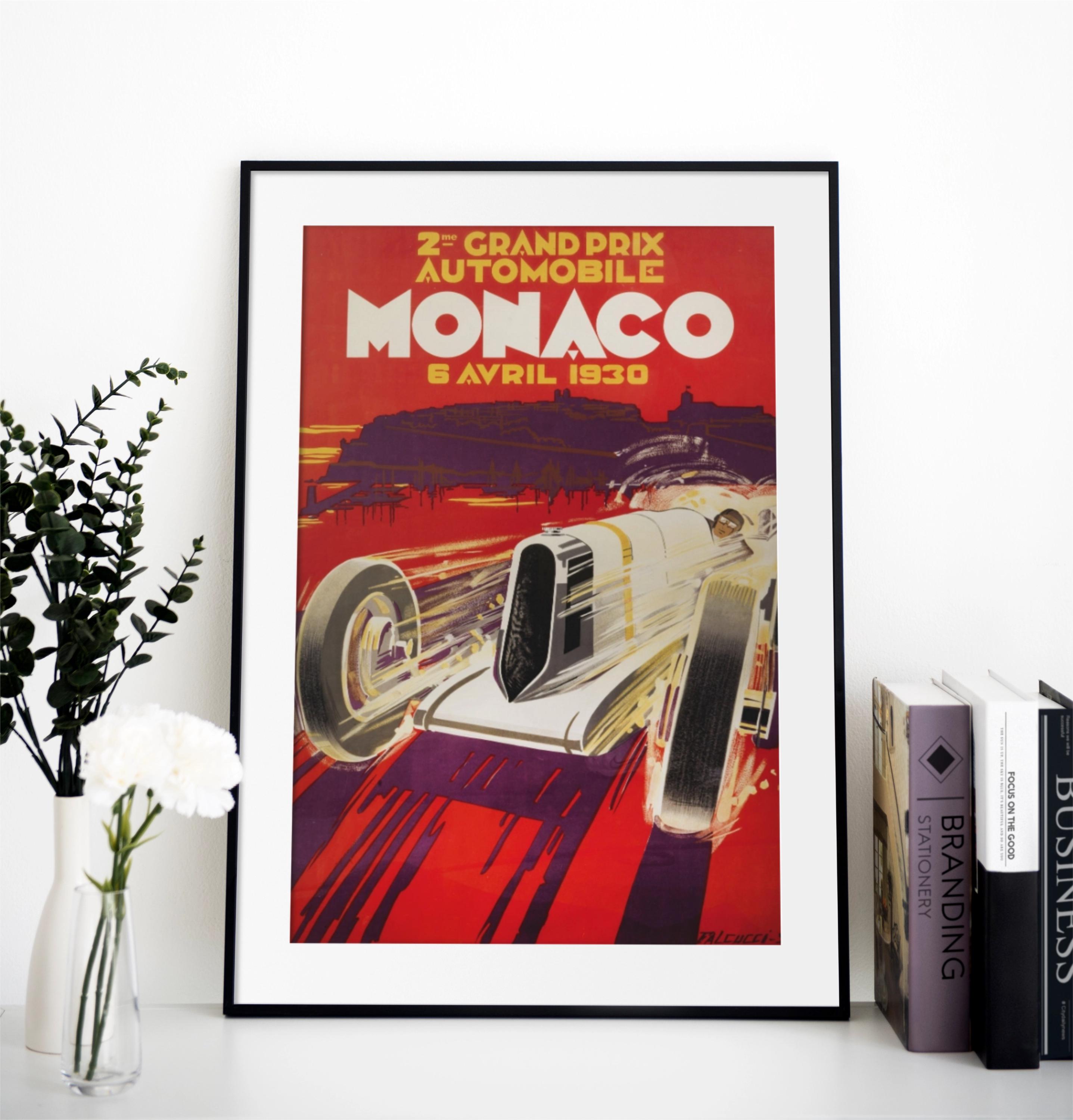 1930 Retro Monaco Grand Prix Formula 1 Poster, Printable Racing