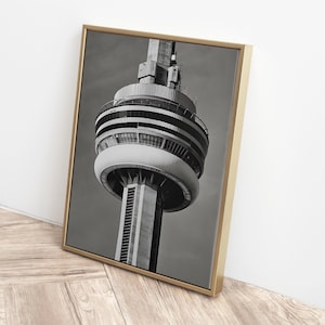 Modern CN Tower Art Print | Black and White Photography | Toronto Landmark | Digital Download | Printable Wall Art | Minimalist Decor