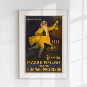 ヴィンテージ シャンパン ポスター 印刷可能 | フランス ワイン ウォール アート | レトロなバー カート デコレーション | キッチンやダイニング ルーム用のデジタル ダウンロード