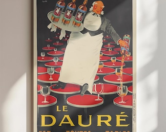 Vintage French Liquor Poster - Le Dauré Printable Wall Art - Remastered Retro Bar Decor, Alcohol Illustration, Kitchen Wall Art