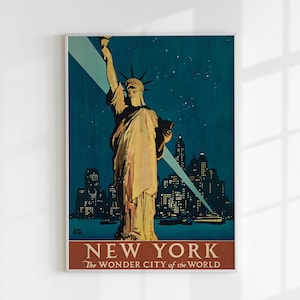 Vintage Statue of Liberty Poster | Printable Wall Art | New York City Skyline | Retro Travel Decor | Digital Art Download | NYC Art Print