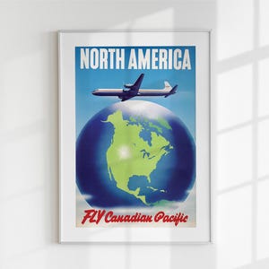 Vintage Canadian Pacific Airlines Poster - Retro Travel Art - North America Aviation Wall Decor - Digital Printable Wall Art