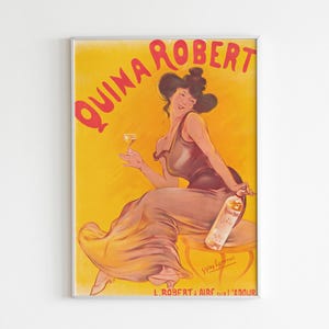 Vintage Quina Robert Plakat, Französische Spirituosen Werbung, Jugendstil Wandkunst, Retro Bar Dekor, Mid Century Modern, digitaler Download
