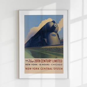 20th Century Limited Train Poster – Vintage Wall Art, Digital Download, Retro Travel Print, Printable Rail Decor, Gift for Him