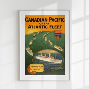 Vintage kanadische pazifische Atlantikflotte Poster | Retro Steamship Wandkunst | Druckbare maritime Kunst | Digital Download im Format 2:3