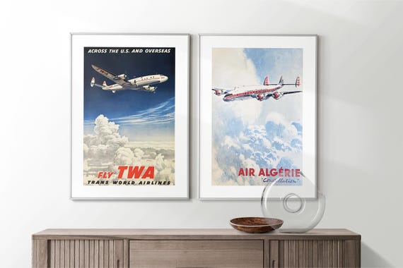 Vintage TWA Poster - Retro Airline Wall Art - Mid-century Modern