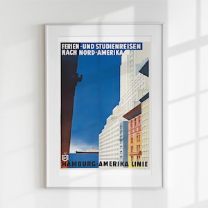 Vintage Hamburg America Line Cruise Poster | Nautical Travel Wall Art | 2:3 Ratio Printable | Retro Ocean Liner Art | Instant Download