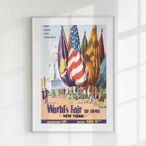 Vintage New York World’s Fair 1940 Poster, Retro Travel Print, Art Deco Wall Art, Digital Download, Printable Art, Mid Century Decor