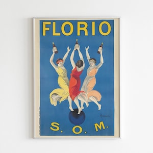Vintage Florio Poster Digital Wall Art, Włoska sztuka do druku, Retro Home Decor, Sztuka ścienna do kuchni, Dekoracja wózka barowego, Prezent dla niej