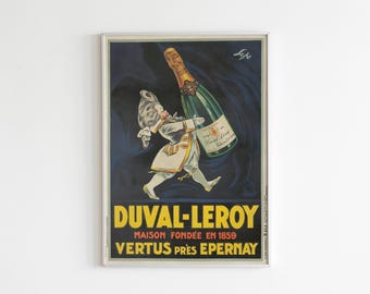 Champagne DUVAL-LEROY 額縁アートポスター Vintage Duval-leroy Champagne Poster Digital Wall Art