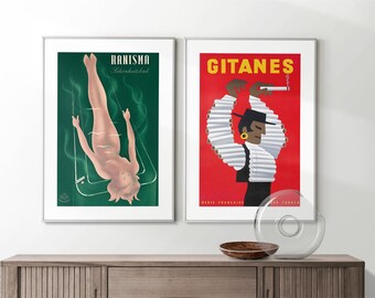Vintage Gitanes Poster, Retro Printable Wall Art, French