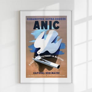 Vintage ANIC Cigarettes Poster, Retro French Advertising Art, 1930s Tobacco Print, Art Deco Wall Decor, Printable Digital Download