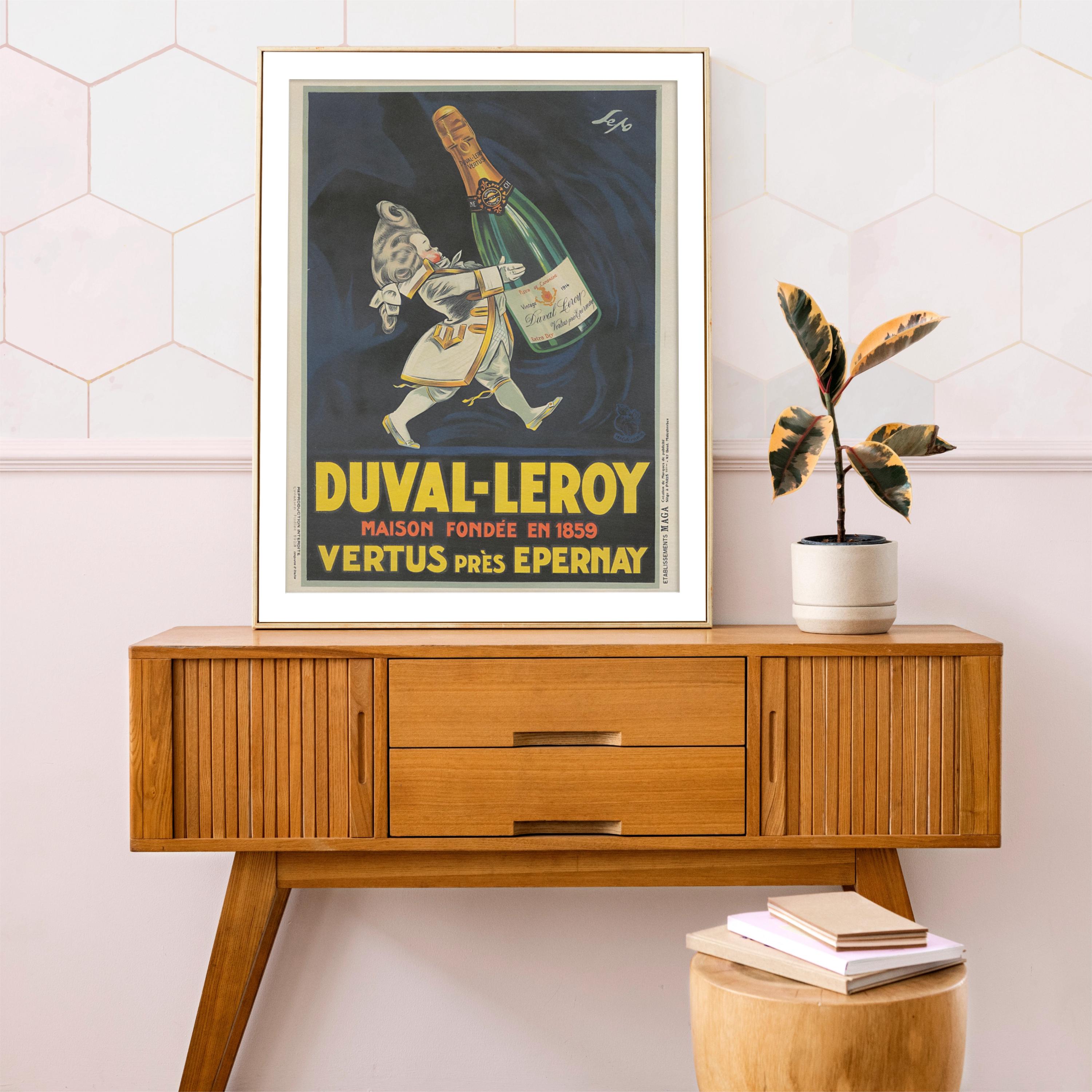 Champagne DUVAL-LEROY ヴィンテージ・額縁アート・ポスター Duval Leroy French Champagne Poster, Party Liquor Bar