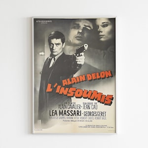 Plakat filmowy Vintage L'Insoumis – Retro Alain Delon Art Print, Digital Download, Francuski plakat filmowy, Klasyczny wystrój filmowy