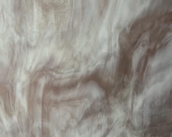 White and Pale Pink Wispy Stained Glass Sheet Panel