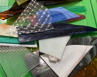 2 Lbs Stained Glass Scrap: Mixed Colors, Textures for Mosaic Art