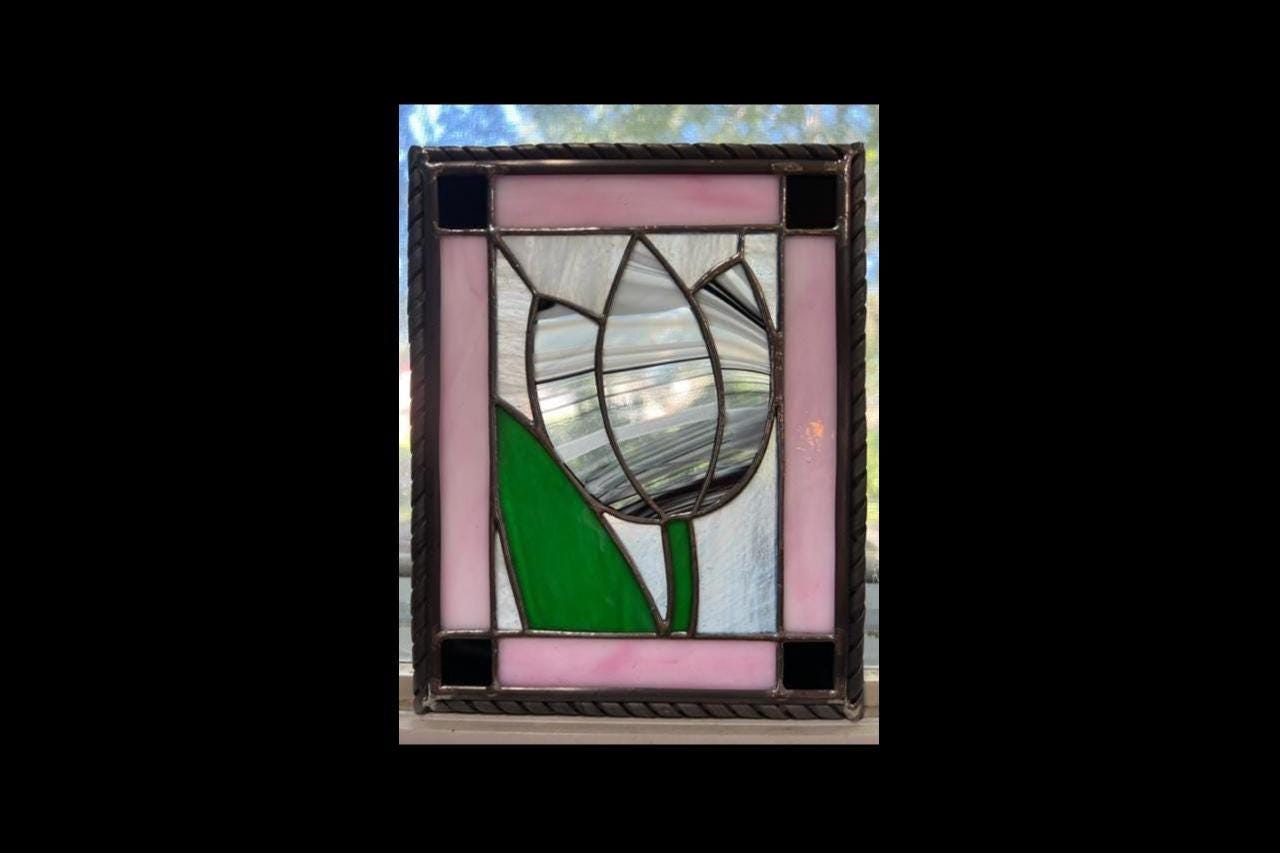 Tulip Stained Glass Panel Suncatcher Wall Art Window Art Gift