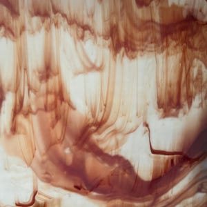 White and Burnt Orange Wispy Stained Glass Sheet Panel