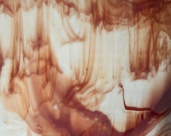 White and Burnt Orange Wispy Stained Glass Sheet Panel