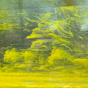Panel ze szkła witrażowego Vintage Wissmach Yellow and Clear Wispy