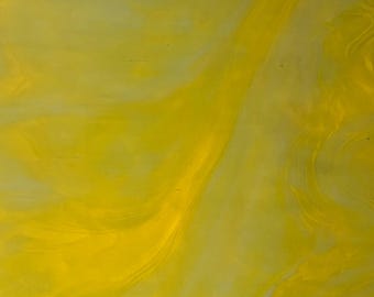 Lemon Yellow and White Spectrum Wispy Stained Glass Sheet Panel for Stained Glass and Mosaic Projects