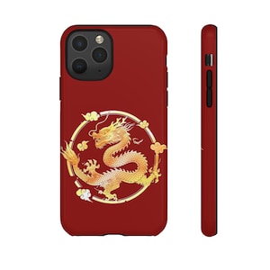Chinese Dragon, Tough Phone Case, Red and Gold, Lunar New Year of Dragon 2024 Gift, All Model iPhone, Google Pixel, Samsung Galaxy Cases.