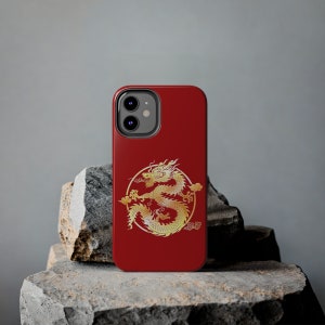 Year of the Dragon, Tough Phone Case, Lunar New Year 2024, Red and Gold, iPhone X - 15 pro, pro max, plus, mini