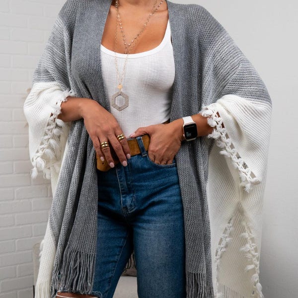 Brooke Multi-Colored Tasseled Ruana