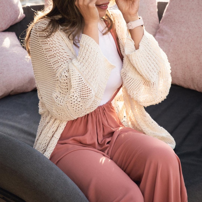 Crochet Bohemian Netted Cardigan Lightweight comfy oversize cardigan image 3