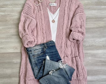 Super Soft Cable Knit Cardigan - Etsy