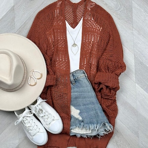 Crochet Bohemian Netted Cardigan Lightweight comfy oversize cardigan image 8
